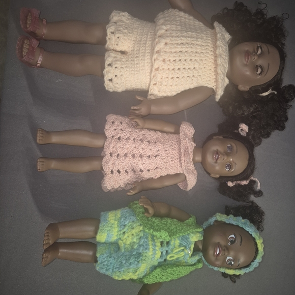Other - Handmade Knit Doll Dress Set for Kids Toys - Pink, Cream, Green